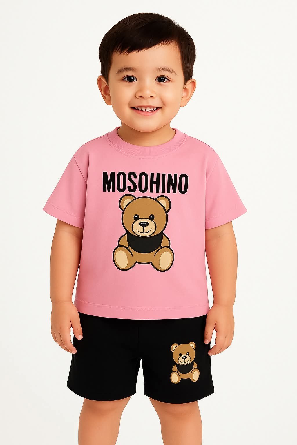 Kids Cute Teddy Bear Printed T-Shirt & Shorts Set