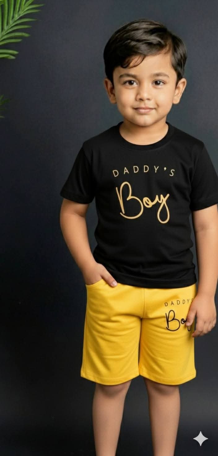 Kids “Daddy’s Boy” Premium Co-Ord Set (Black & Yellow)